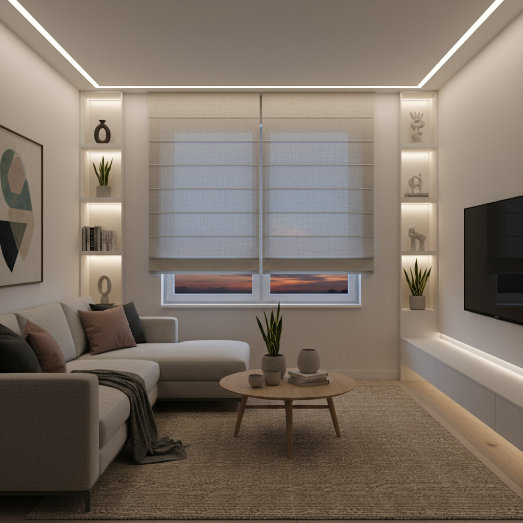 Salón con iluminación regulable y control por voz